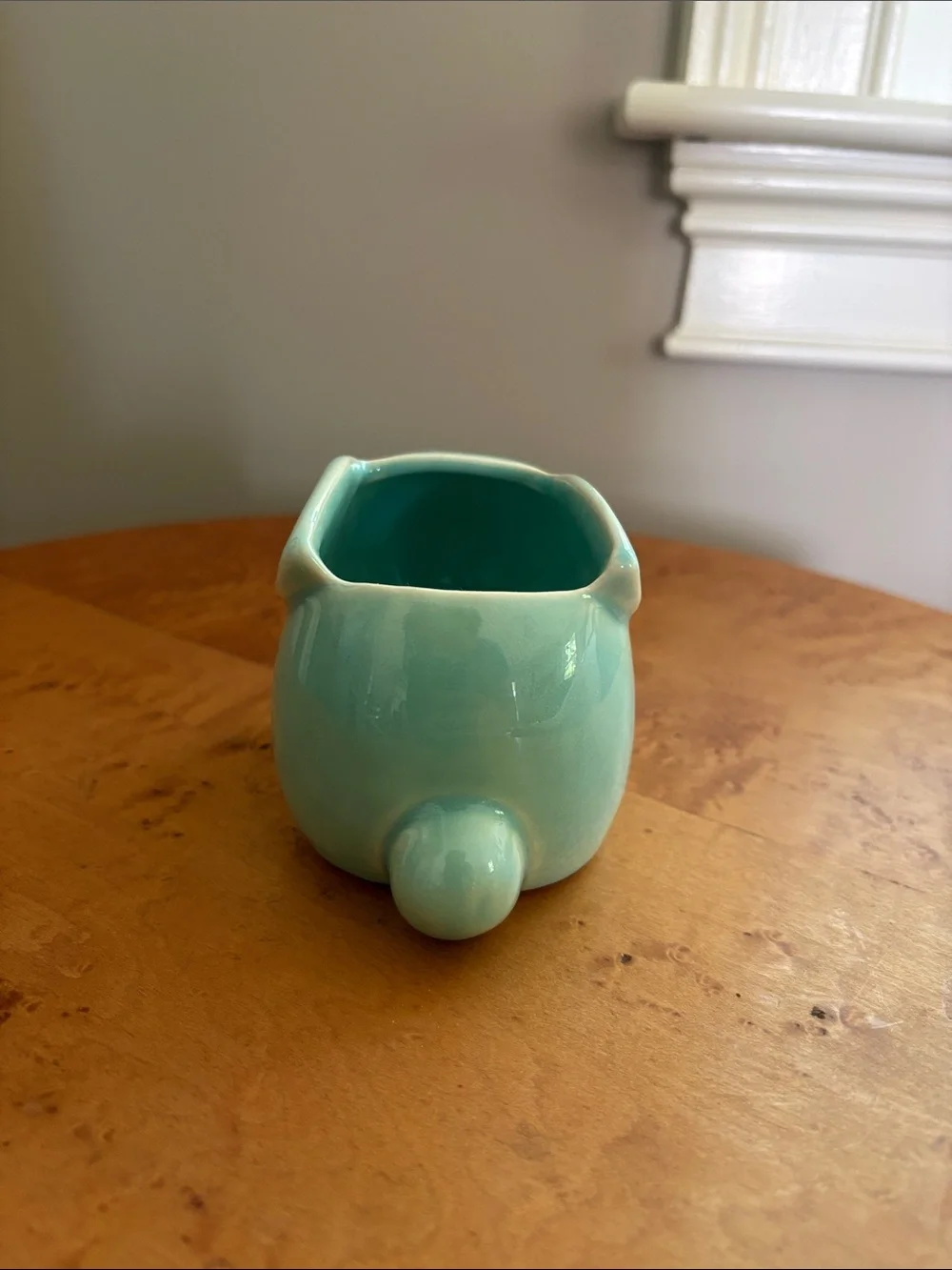 Japanese Celadon Rabbit Holder, Ceramic figurine bunny Decor